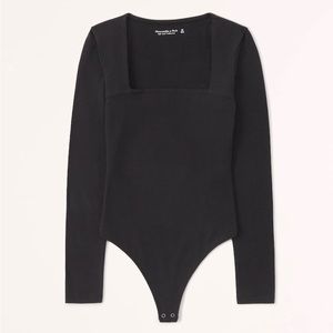 Abercrombie Long-Sleeve Cotton Seamless Fabric Squareneck Bodysuit NWOT